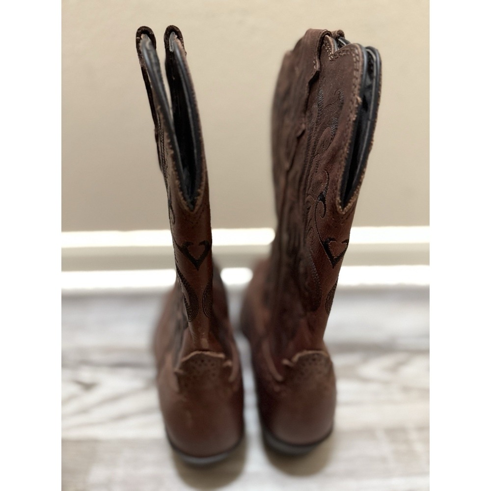 Justin Boots Dark Brown Mustang Cowhide Leather Style L2559 Women's Size 10 - Picture 4 of 6
